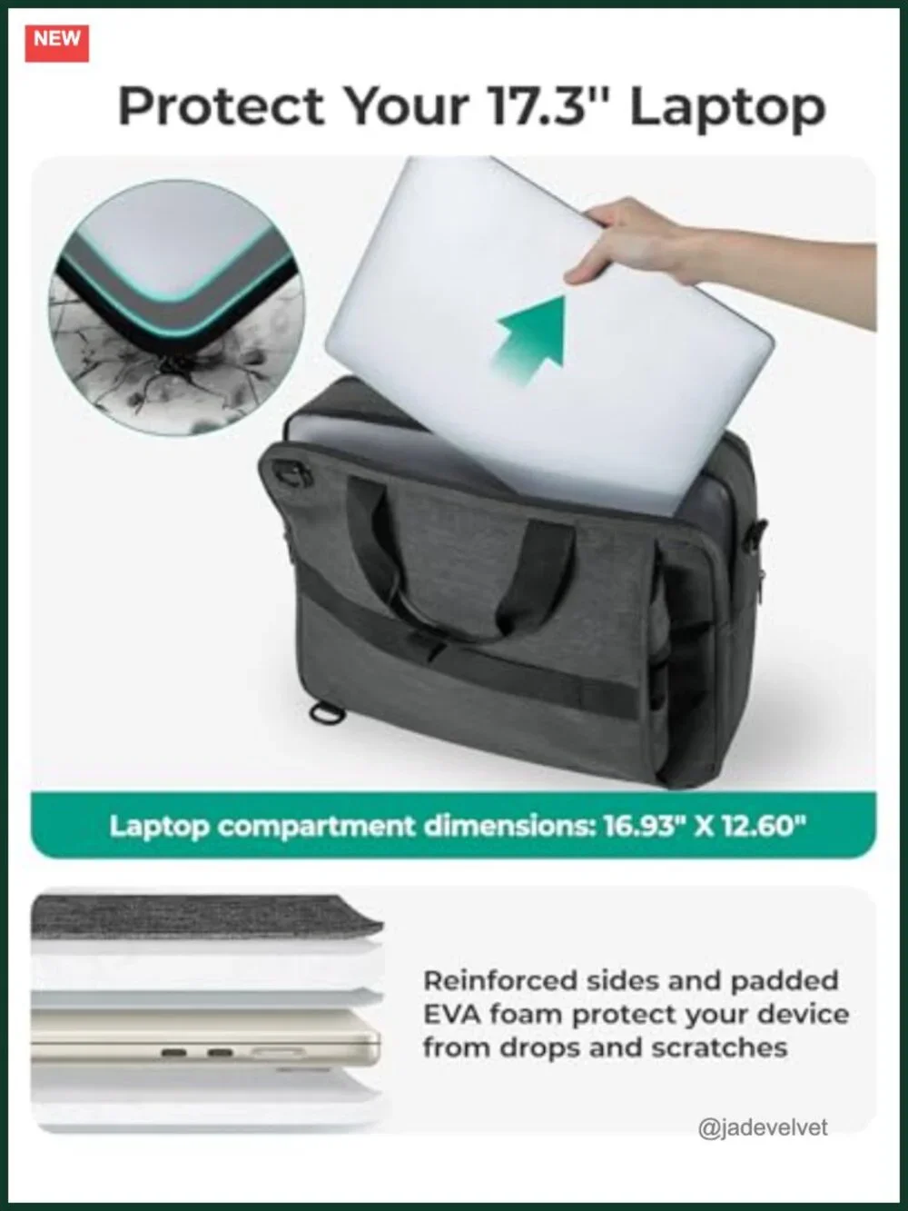 3-in-1 Laptop Bag for Men, 17.3 Inch Water-Repellent Shoulder Backpack